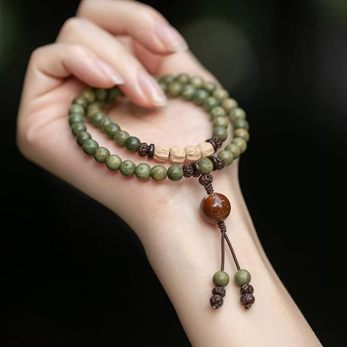 Old material green sandalwood fragrance beads thumbnail 4